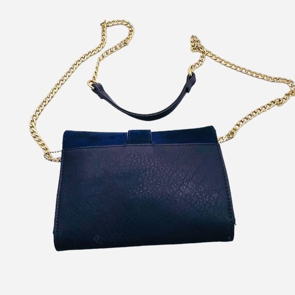 Big Budha Purple Suede Leather Shoulder Bag Gold Chain Strap - Picture 3 of 10